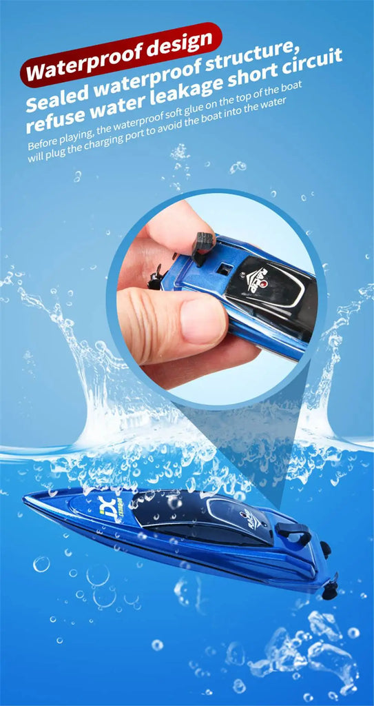 Mini Remote Control Boat 5 km/h – Wireless High-Speed Model Boat with LED Lights