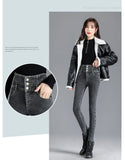 Thermal Fleece-Lined High-Waist Skinny Jeans for Women – Warm Stretch Winter Pencil Pants thumbnail 43