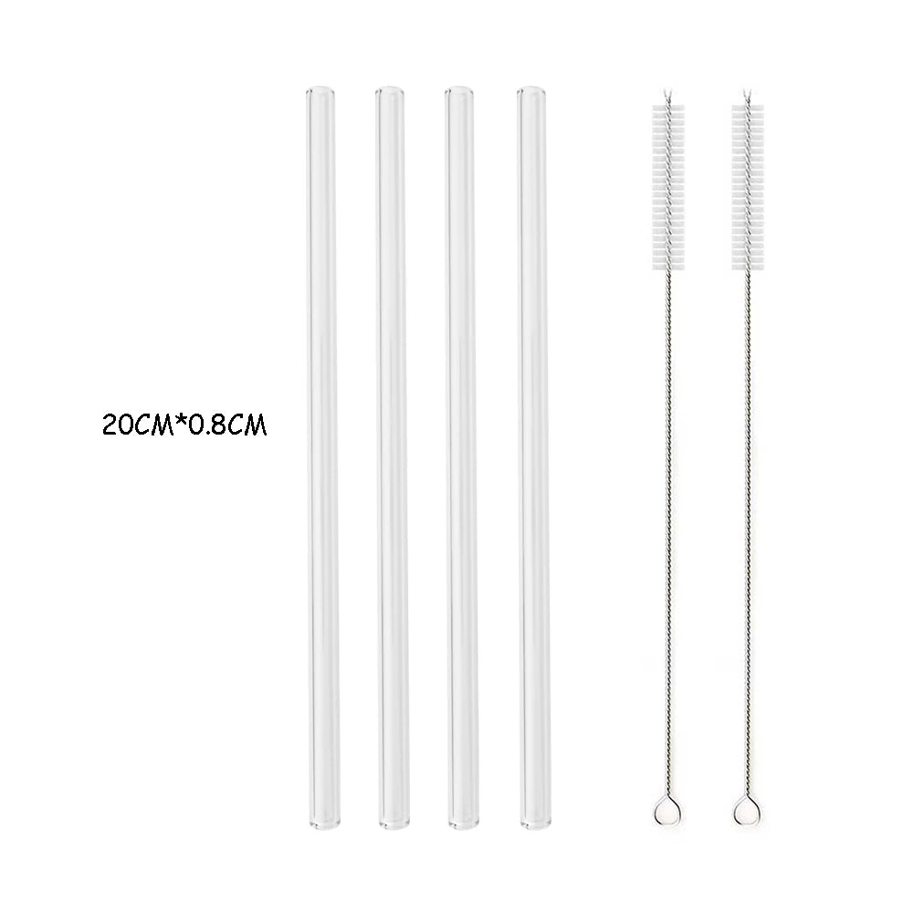 High Borosilicate Glass Straw Set – Reusable Eco-Friendly Drinking Straws with Cleaning Brush