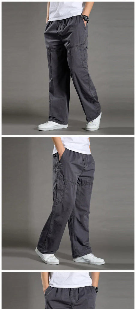 Men’s Cotton Cargo Pants – Loose Fit Work & Casual Joggers up to 6XL