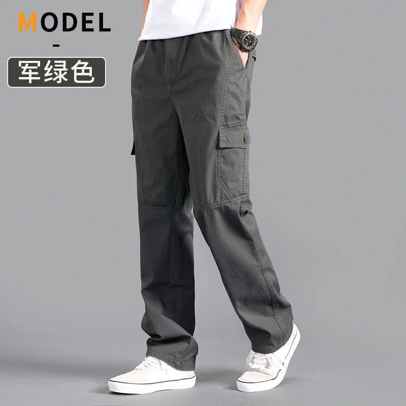 Men’s Cotton Cargo Pants – Loose Fit Work & Casual Joggers up to 6XL