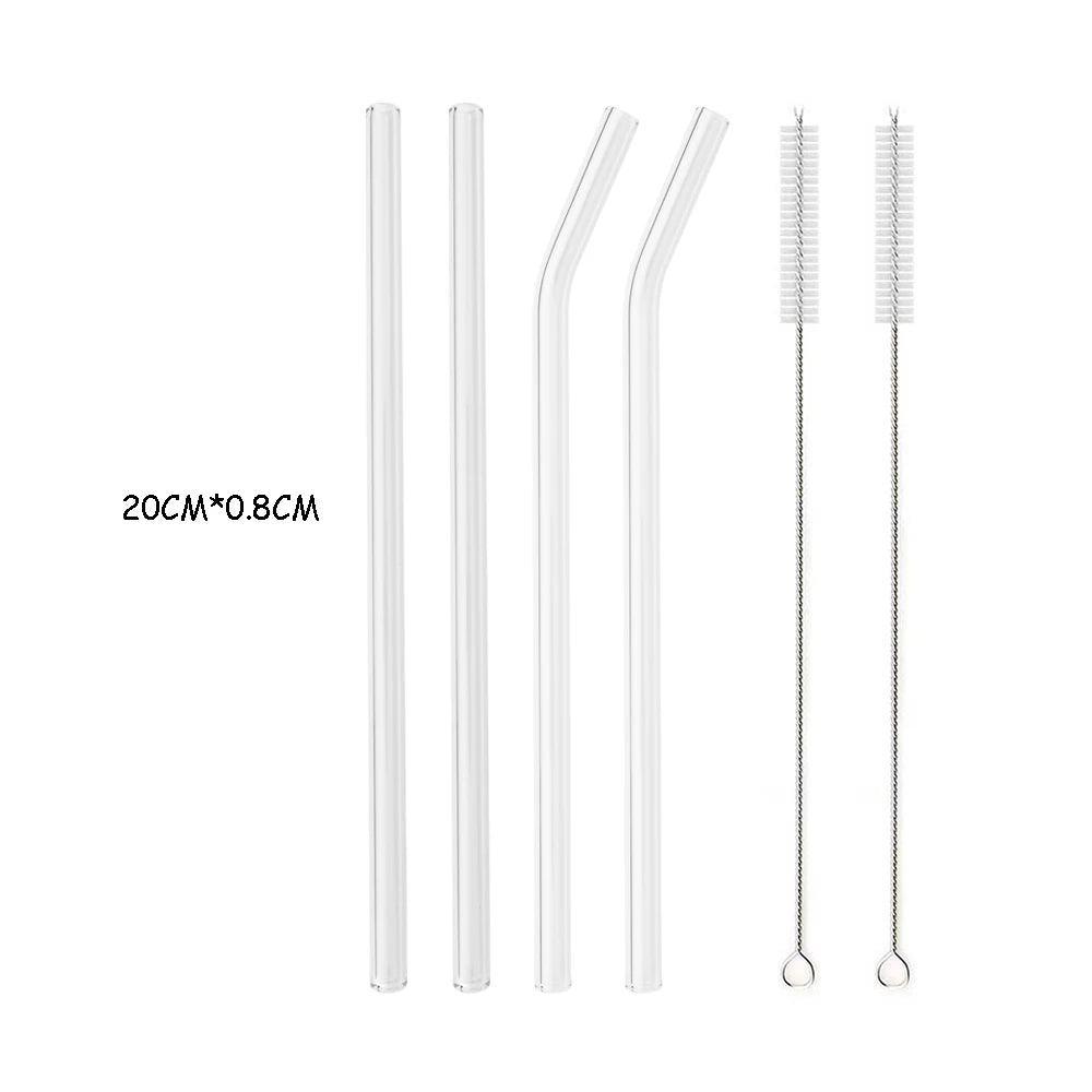 High Borosilicate Glass Straw Set – Reusable Eco-Friendly Drinking Straws with Cleaning Brush