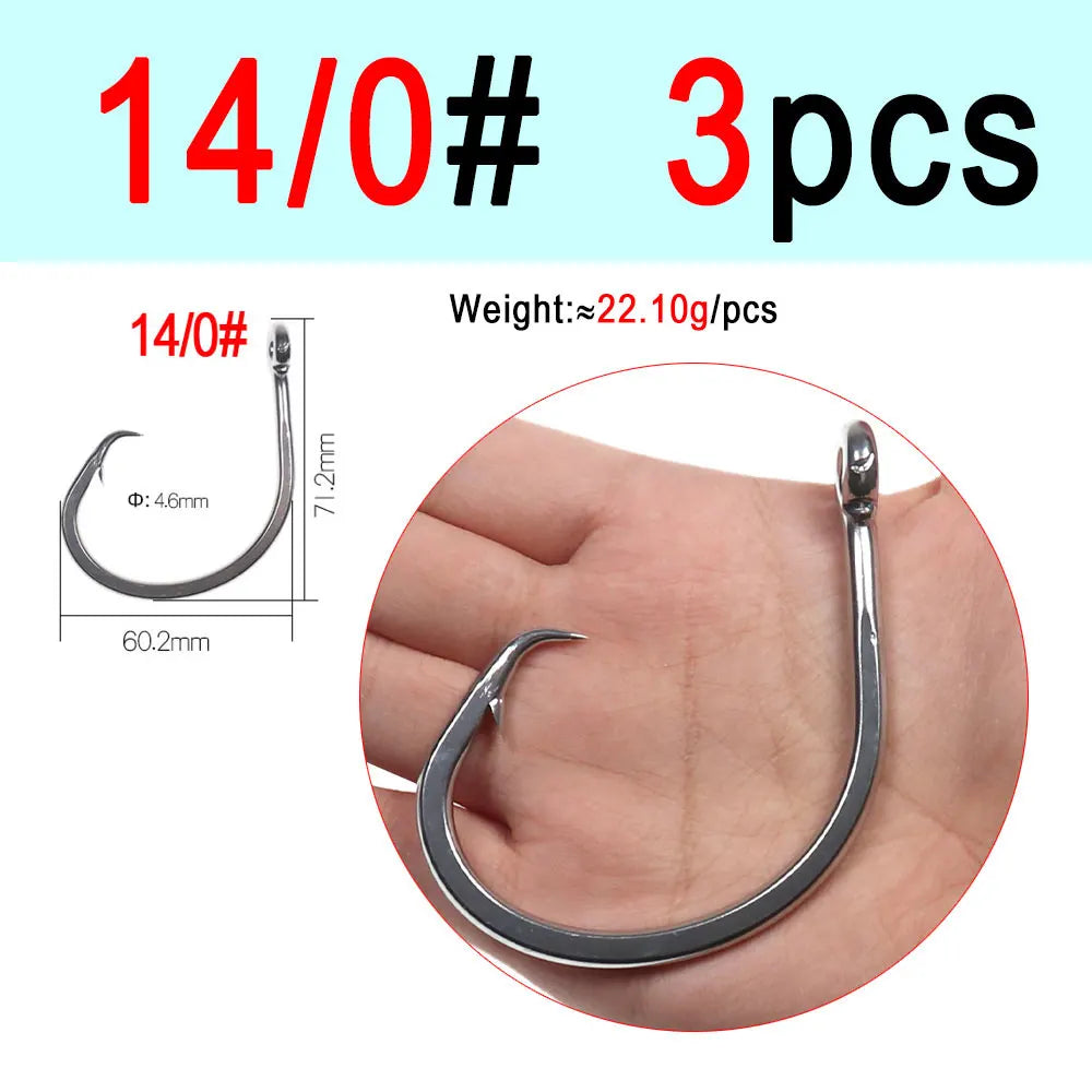 ICERIO Stainless Steel Saltwater Fishing Circle Hooks – Anti-Corrosion, Ultra-Sharp, Durable (6/0#–16/0#)
