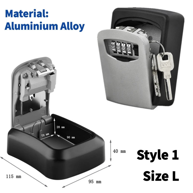 Wall Mount Key Lock Box 4-Digit Combination Security Safe for Home & Office