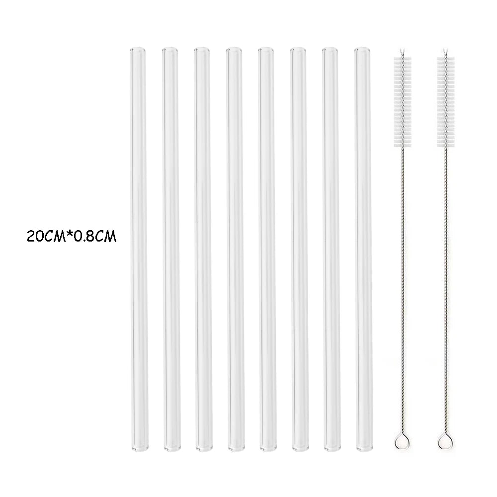 High Borosilicate Glass Straw Set – Reusable Eco-Friendly Drinking Straws with Cleaning Brush