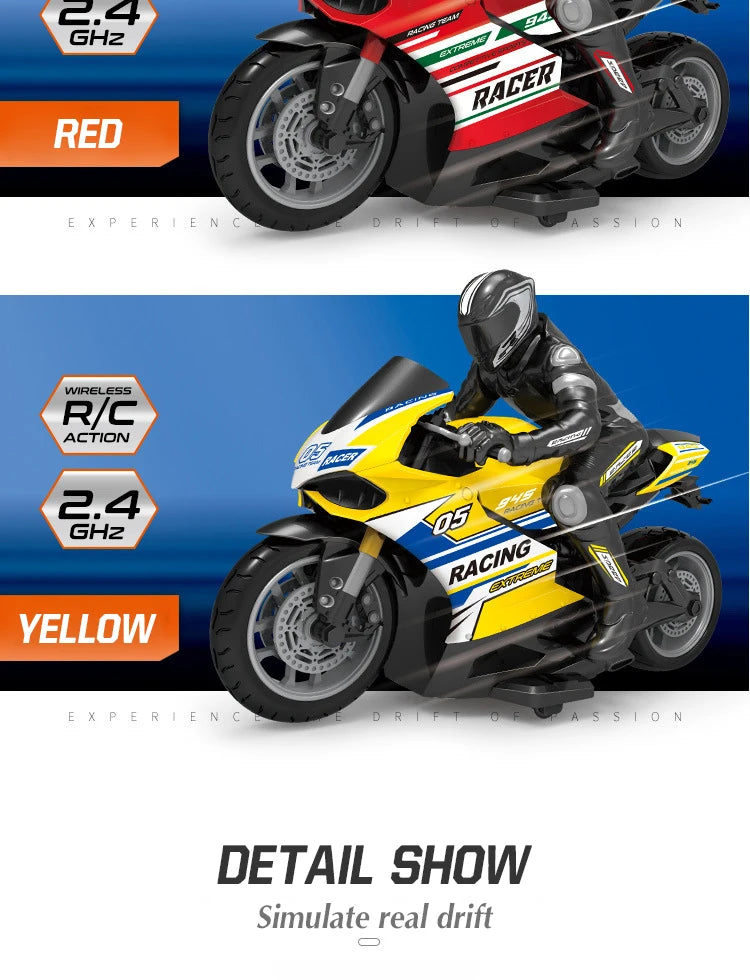 1/10 Scale Electric RC Motorcycle – High Speed 4-Channel Off-Road Remote Control Car