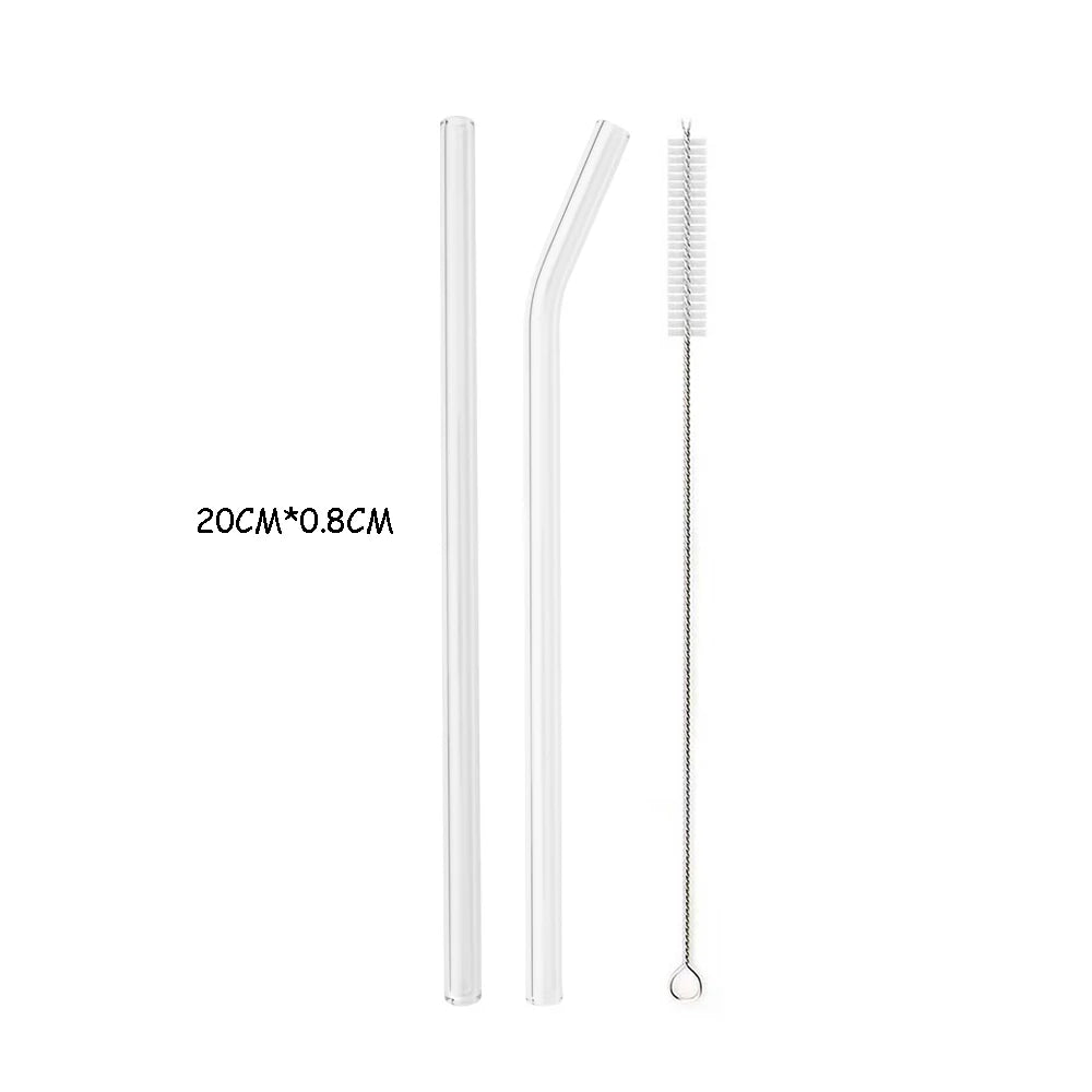 High Borosilicate Glass Straw Set – Reusable Eco-Friendly Drinking Straws with Cleaning Brush