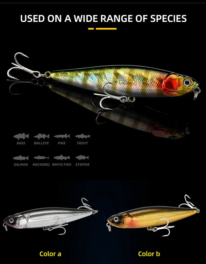 BLUX RIPPLE 87 Topwater Pencil Lure – 87mm 9g “Walk the Dog” Hard Bait for Bass & Saltwater Fishing