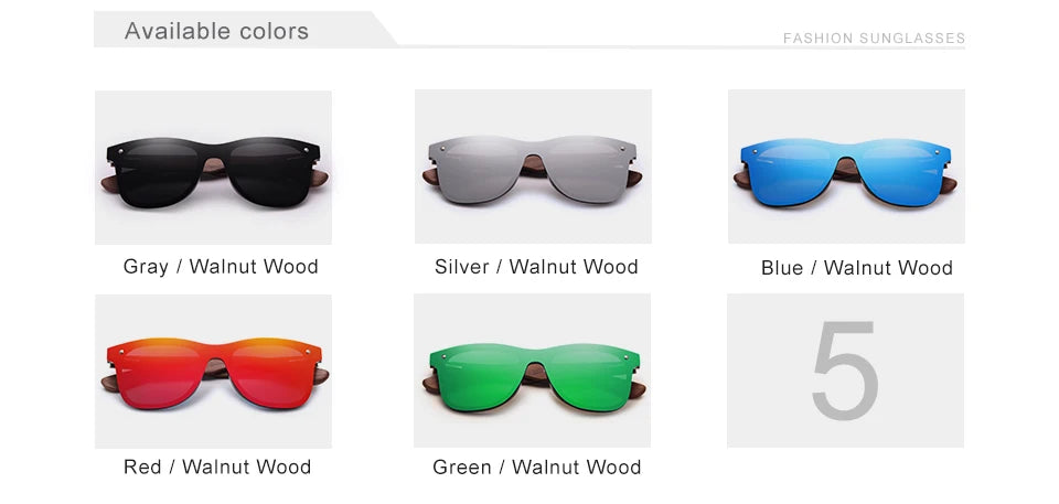 KINGSEVEN UV400 Polarized Walnut Wood Sunglasses Handmade Rectangle Outdoor Eyewear for Men and Women