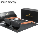 KINGSEVEN Natural Bubinga Wooden Polarized Sunglasses UV400 Square Frame B-5510 thumbnail 19