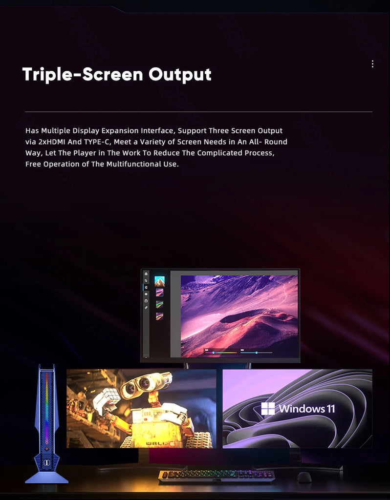 Gaming Mini PC KH K10 Intel i9/i7 RTX 4060/3050 8GB DDR4 14C/20T RGB Lights