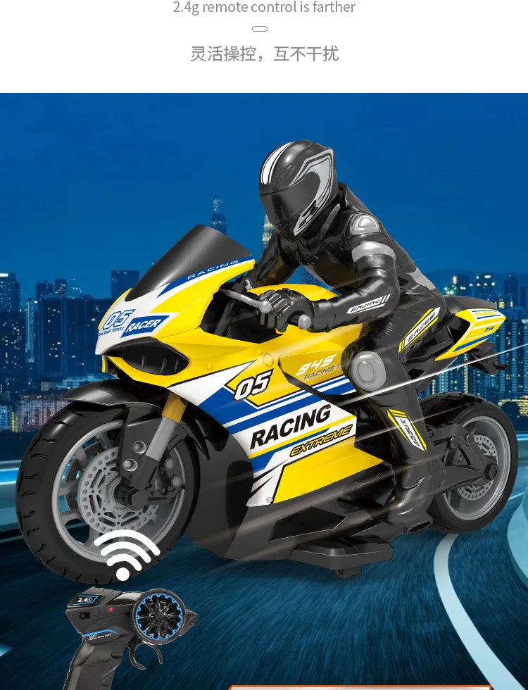 1/10 Scale Electric RC Motorcycle – High Speed 4-Channel Off-Road Remote Control Car