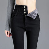 Thermal Fleece-Lined High-Waist Skinny Jeans for Women – Warm Stretch Winter Pencil Pants thumbnail 45