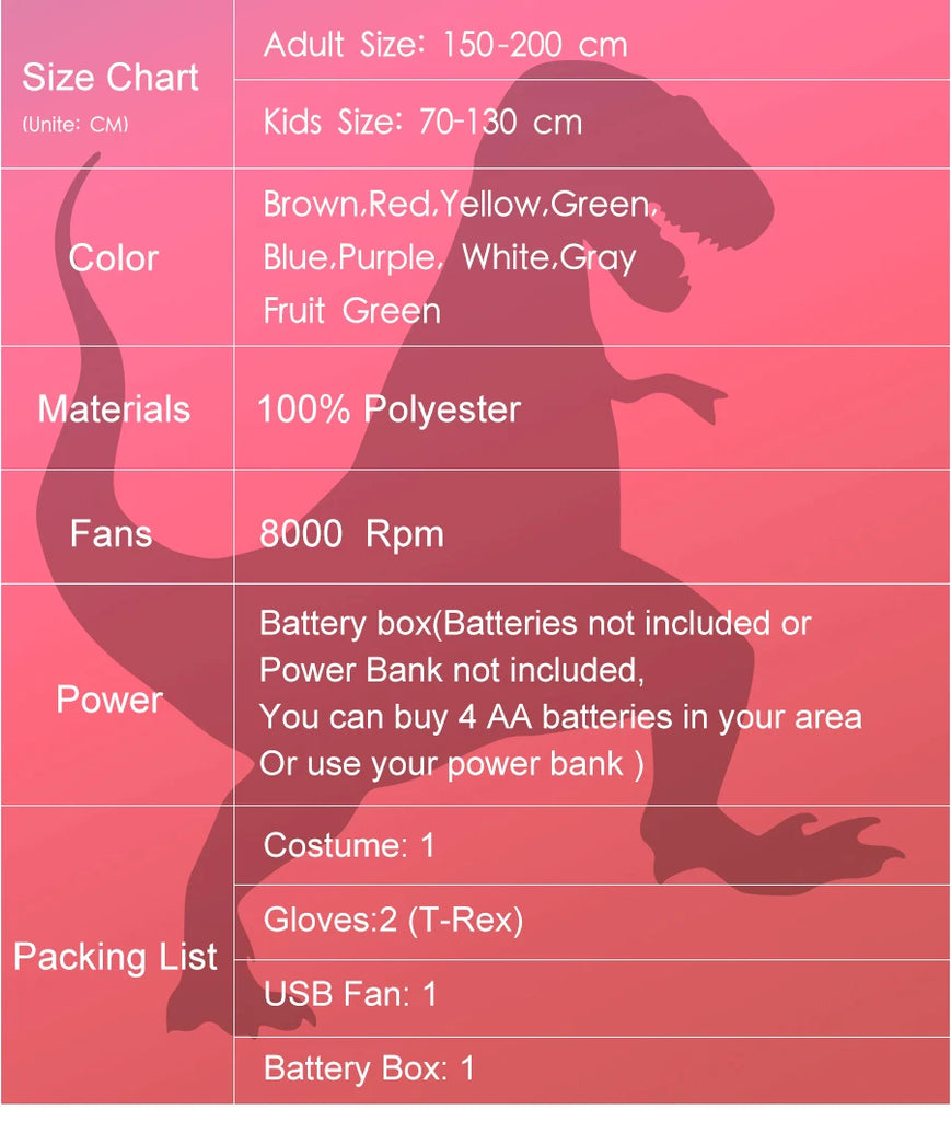T-Rex Inflatable Dinosaur Costume – Kids & Adults Tyrannosaurus Fancy Dress