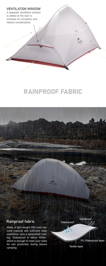 Naturehike Upgraded Cloud Up 3-Person Tent – Ultralight, Waterproof & Built for Every Adventure