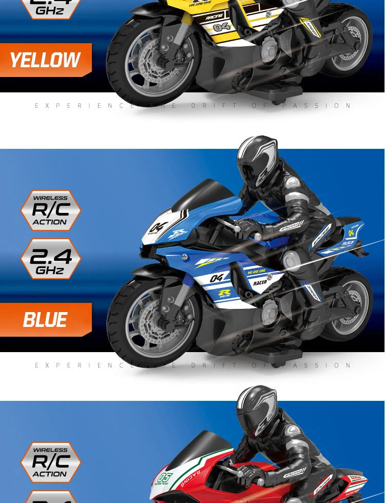 1/10 Scale Electric RC Motorcycle – High Speed 4-Channel Off-Road Remote Control Car