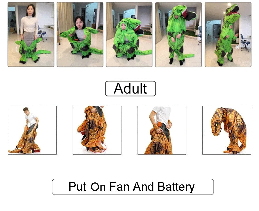 T-Rex Inflatable Dinosaur Costume – Kids & Adults Tyrannosaurus Fancy Dress