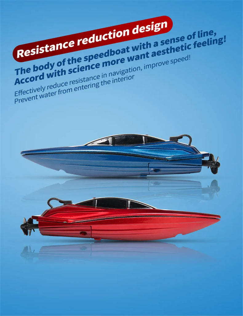 Mini Remote Control Boat 5 km/h – Wireless High-Speed Model Boat with LED Lights