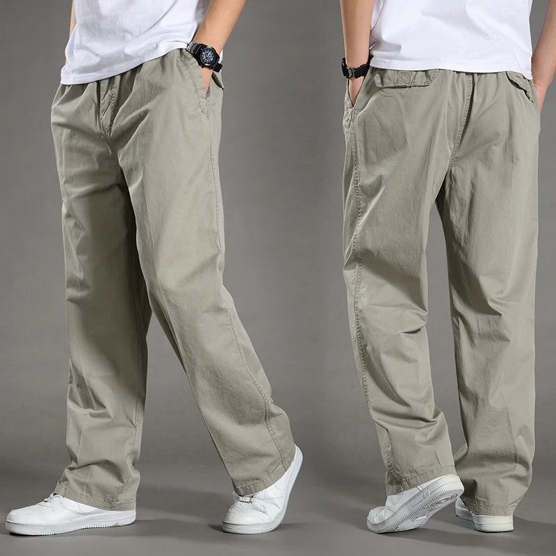 Men’s Cotton Cargo Pants – Loose Fit Work & Casual Joggers up to 6XL