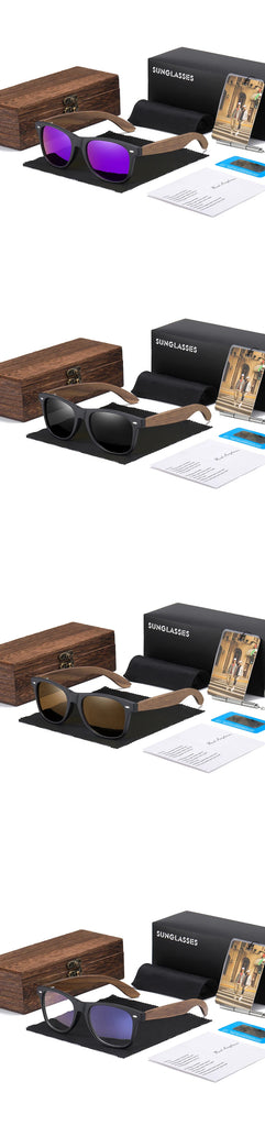 GM Handmade Walnut Wooden Polarized Mirror Sunglasses UV400 Vintage Pilot Style for Men and Women