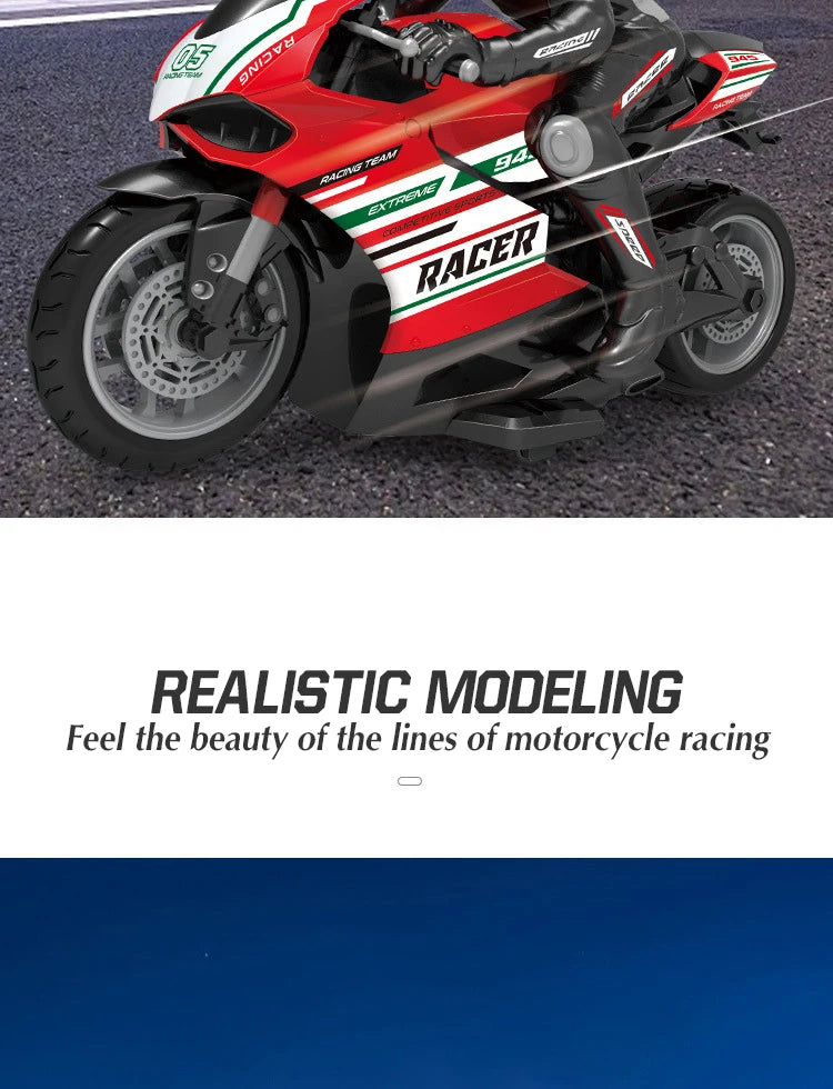1/10 Scale Electric RC Motorcycle – High Speed 4-Channel Off-Road Remote Control Car