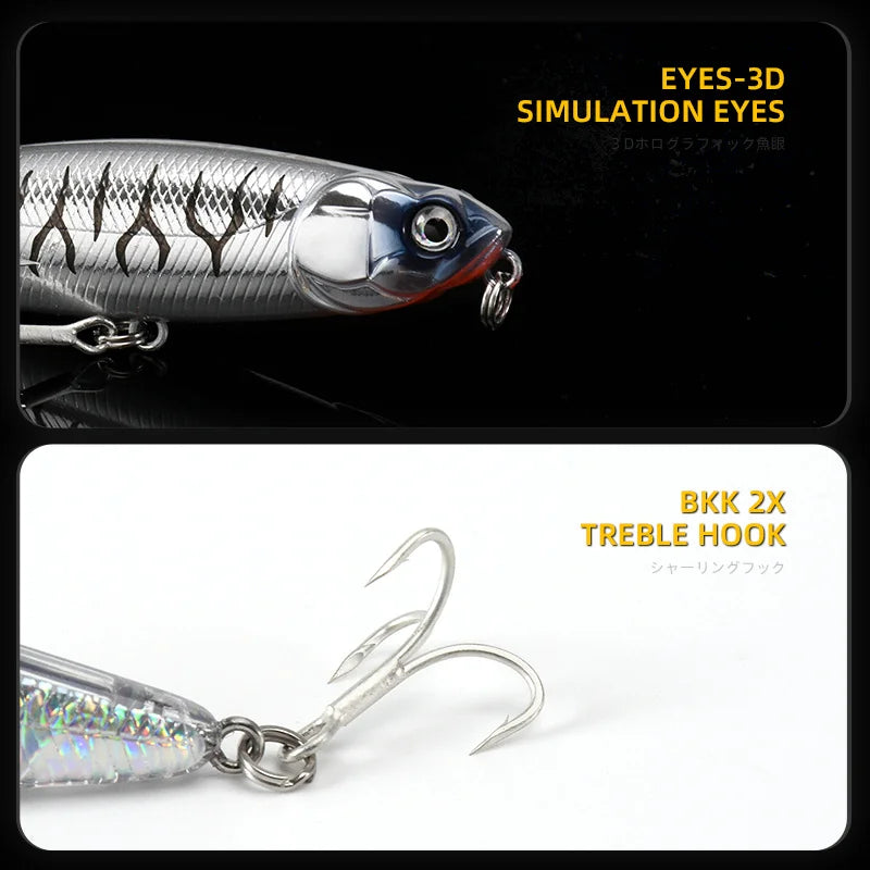 BLUX RIPPLE 87 Topwater Pencil Lure – 87mm 9g “Walk the Dog” Hard Bait for Bass & Saltwater Fishing
