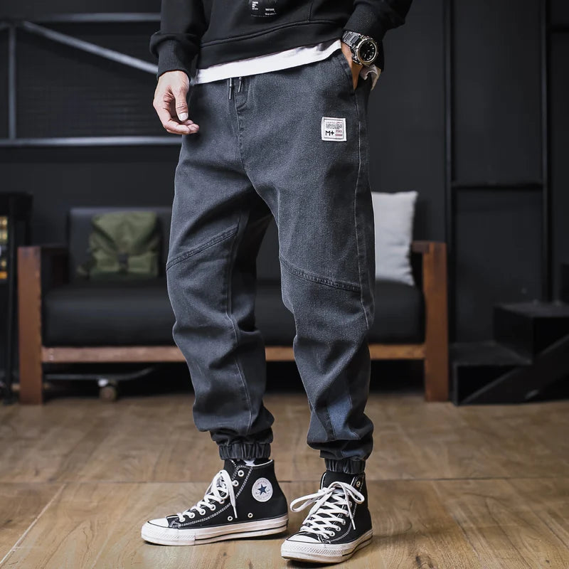 Men’s Plus Size Loose Harem Jeans – Streetwear Cargo Jogger Denim Pants