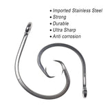 ICERIO Stainless Steel Saltwater Fishing Circle Hooks – Anti-Corrosion, Ultra-Sharp, Durable (6/0#–16/0#) thumbnail 5