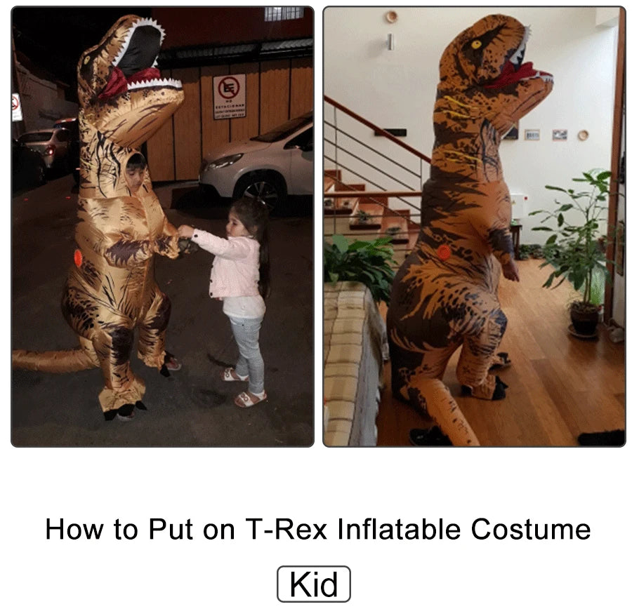 T-Rex Inflatable Dinosaur Costume – Kids & Adults Tyrannosaurus Fancy Dress