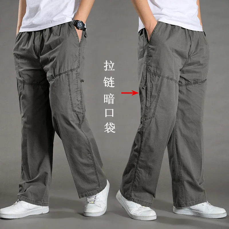 Men’s Cotton Cargo Pants – Loose Fit Work & Casual Joggers up to 6XL
