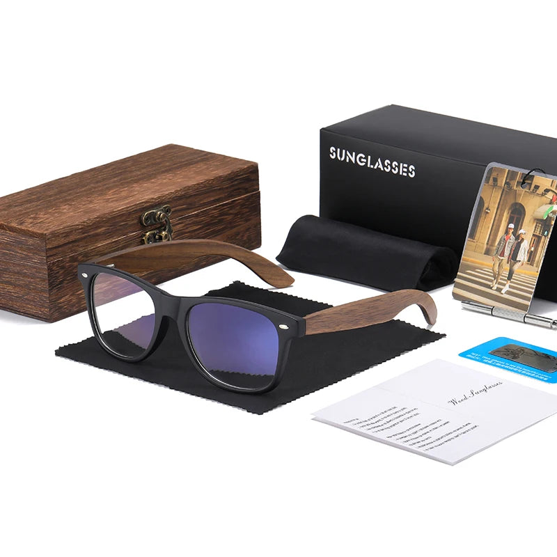 GM Handmade Walnut Wooden Polarized Mirror Sunglasses UV400 Vintage Pilot Style for Men and Women
