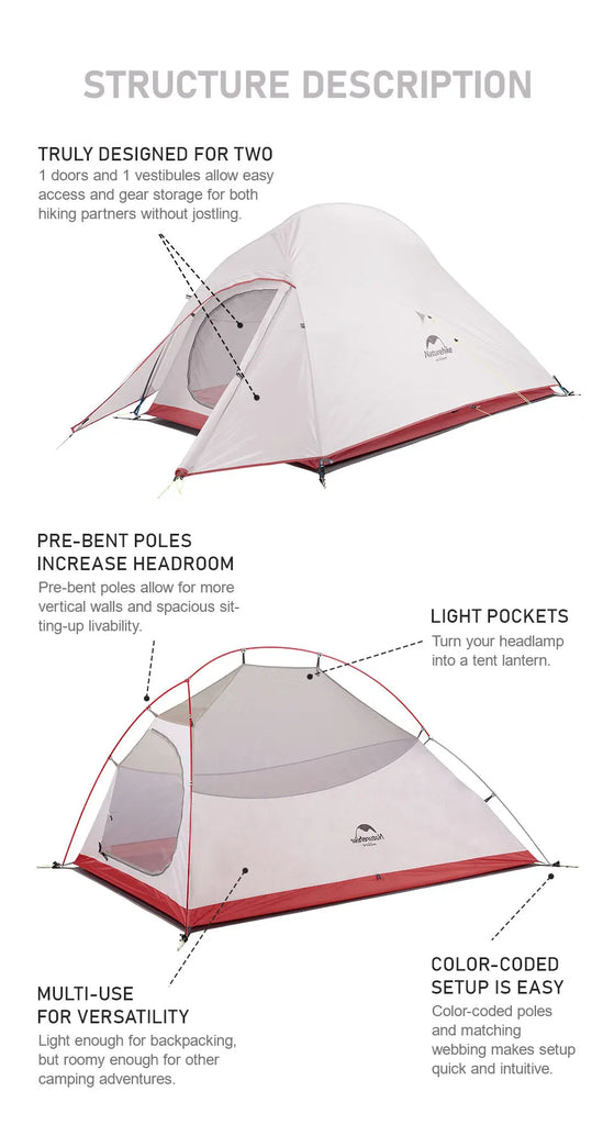 Naturehike Upgraded Cloud Up 3-Person Tent – Ultralight, Waterproof & Built for Every Adventure