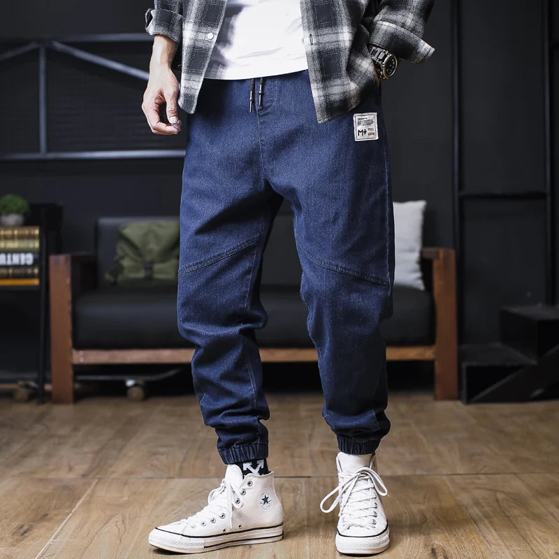 Men’s Plus Size Loose Harem Jeans – Streetwear Cargo Jogger Denim Pants