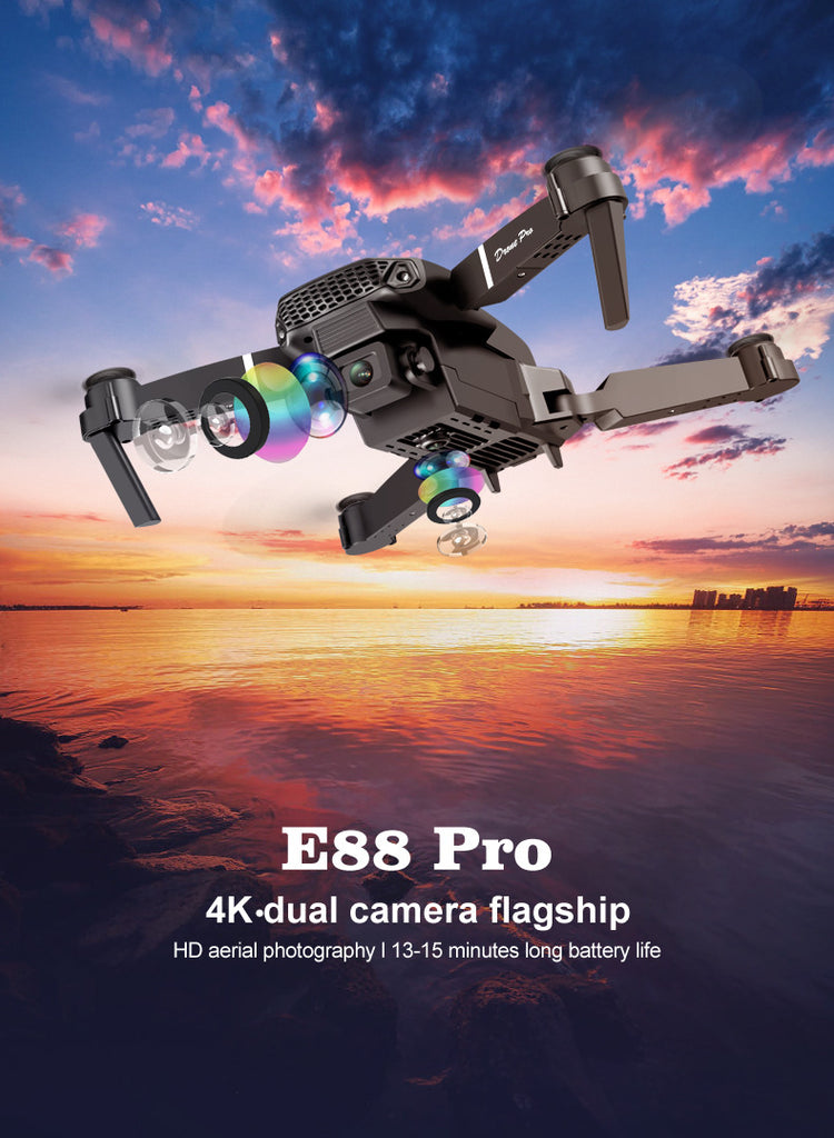 E88 Pro Drone 4K Dual Camera Foldable RC Quadcopter with WiFi FPV & Trajectory Flight
