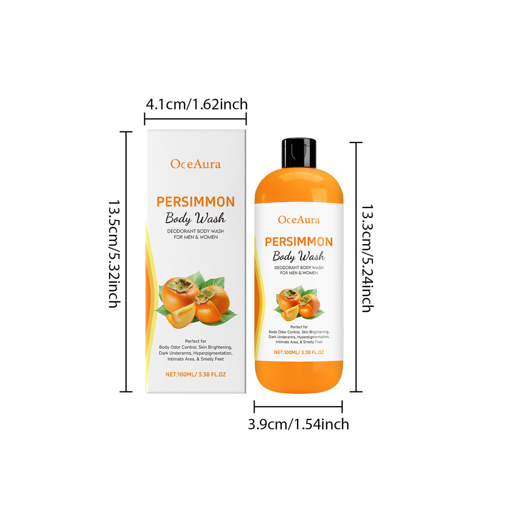 OceAura Persimmon Body Wash 100ml – Deodorizing, Oil Control & Exfoliating Shower Gel