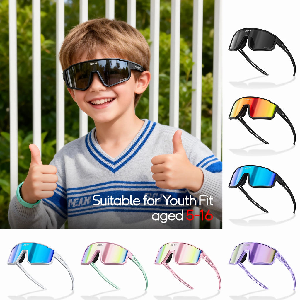 SCVCN Kids Photochromic Cycling Sunglasses UV400 TR90 Lightweight Sports Glasses for Boys and Girls Age 6–14