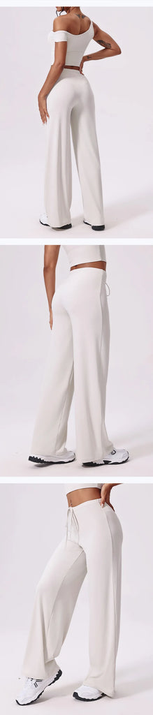 Antibacterial Cooling Wide Leg Sweatpants for Women – Tummy Control & Soft Flowing Fabric for Yoga, Running, Fitness & Outdoor Sports