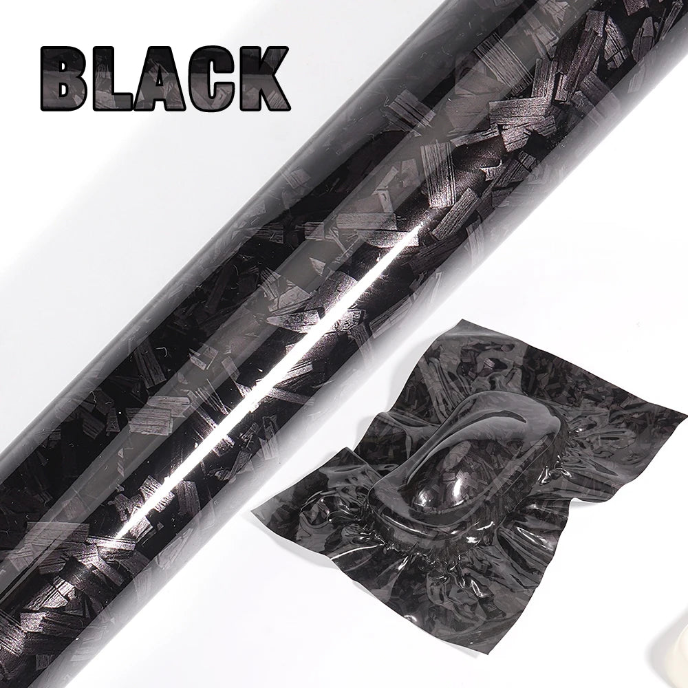 300cm High Gloss Forged Carbon Fiber Vinyl Wrap Film – Black, Gold, Silver, Red – 30/50cm Width PVC Car Hood Adhesive Sticker