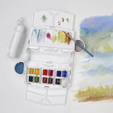 Winsor & Newton Cotman Watercolor Field Travel Set 12 Half Pans with Brush, Water Bottle and Portable Palette Case thumbnail 3
