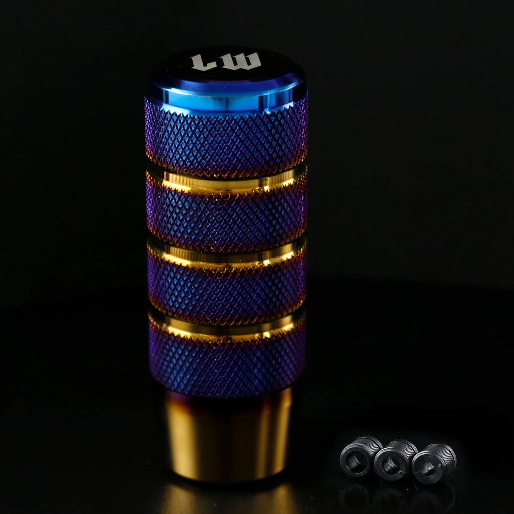 LW 95mm Aluminum Anti-Skid Car Gear Shift Knob – Universal Shifter Lever Head with 8mm 10mm 12mm Adapters – 9 Colors