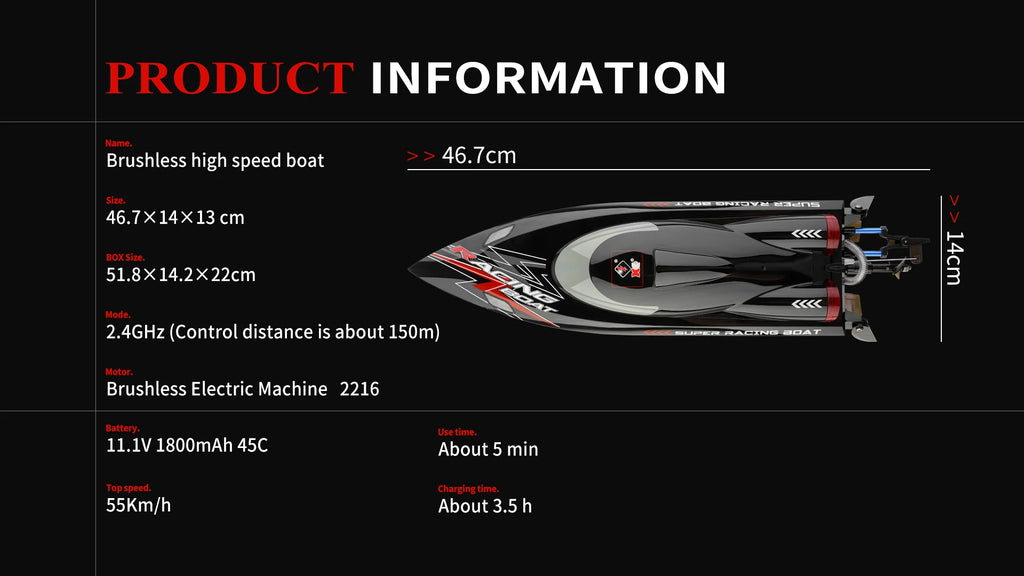 WL916 / WL912-A RC Speedboat 2.4GHz High-Speed Remote Control Racing Boat for Kids