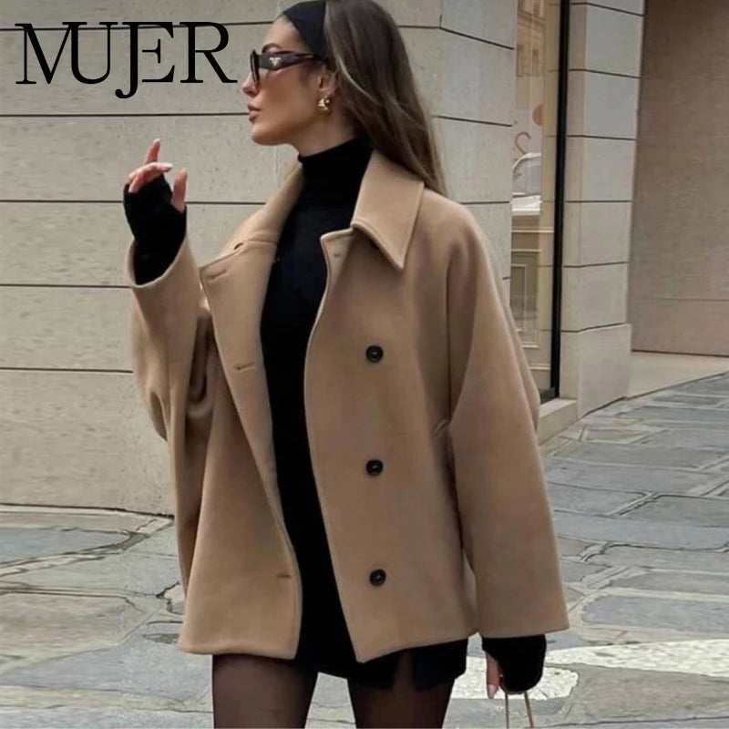 MUJER Oversize Long Jacket for Women – Autumn/Winter Trench Coat Bomber Style