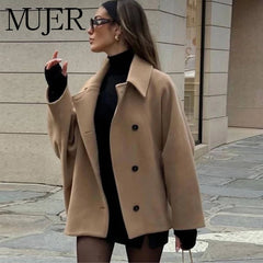 MUJER Oversize Long Jacket for Women – Autumn/Winter Trench Coat Bomber Style