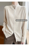 100% Wool Women’s Zipper Turtleneck Sweater – Casual Loose Knit Cardigan for Autumn/Winter thumbnail 10