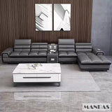 Modern Italian Genuine Leather Sectional Sofa with USB Charging & Bluetooth Speaker – MINGDIBAO Living Room Furniture thumbnail 10