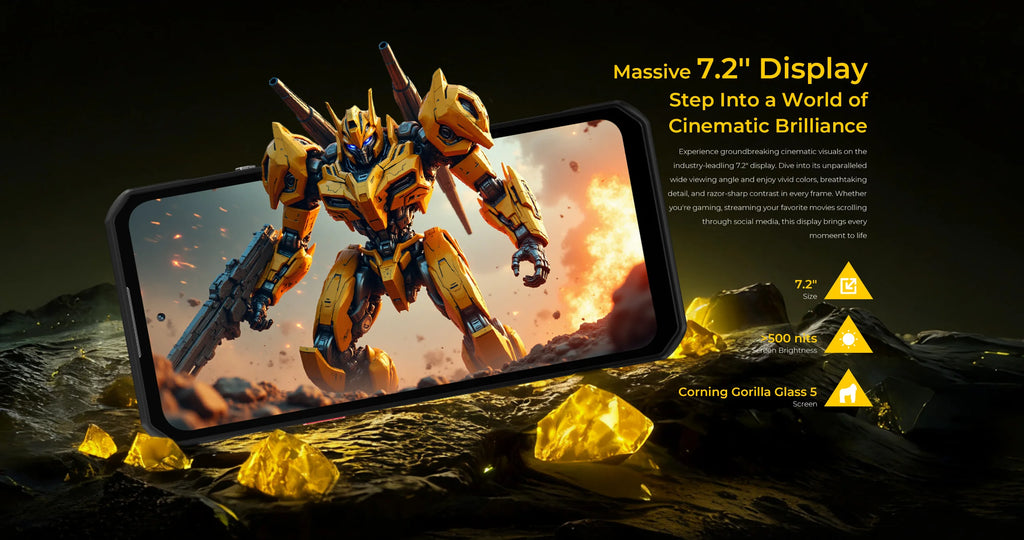 OUKITEL WP60 Rugged Smartphone 7.2” HD+ Display, 10000mAh, 108MP Camera, 48GB+512GB, Android 15, NFC, 120Hz