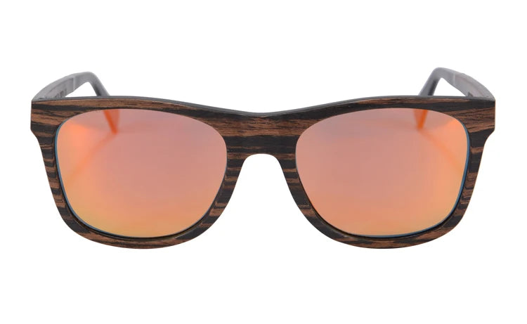 SHINU Handmade Natural Wood Polarized Sunglasses – Ebony, Zebra & Red Sandalwood UV400 Rectangle Frame for Men & Women