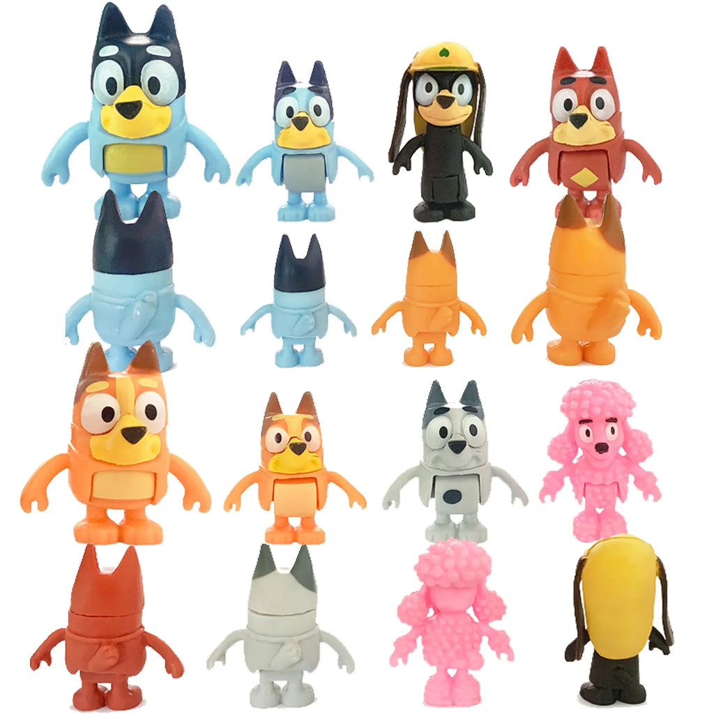 Bluey Family 8-Piece Figurine Set – Bingo & Friends Movable Action Figures Toy