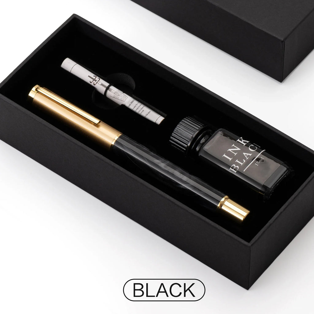 Exquisite Resin Fountain Pen Set 0.5mm Medium Nib with 15ml Ink Gift Box – Luxury Metal Calligraphy & Office Writing Pen