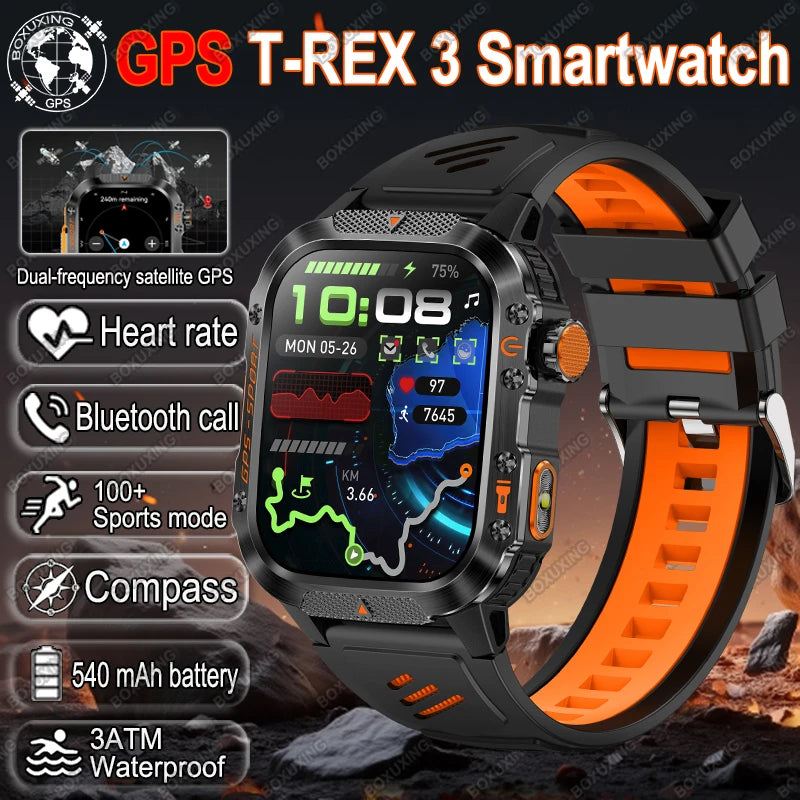 Military-Grade GPS Smartwatch for Men – 2.01” AMOLED, Bluetooth Calling, 3ATM Waterproof, 100+ Sports, 540mAh Battery